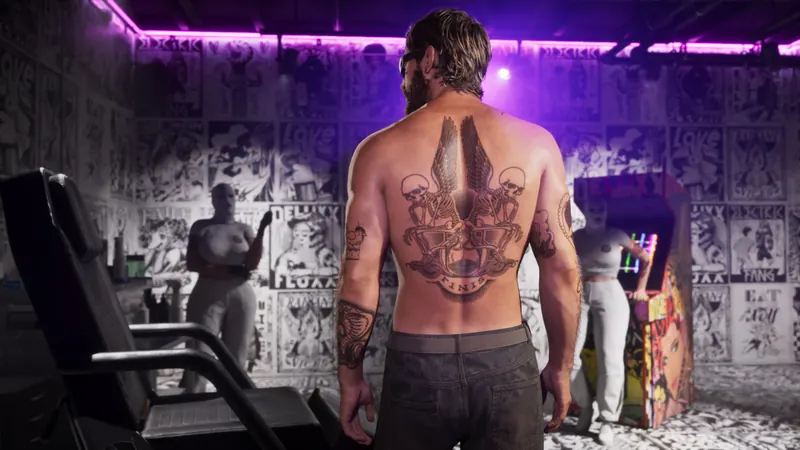Jason's Finis back tattoo at Electric Fang